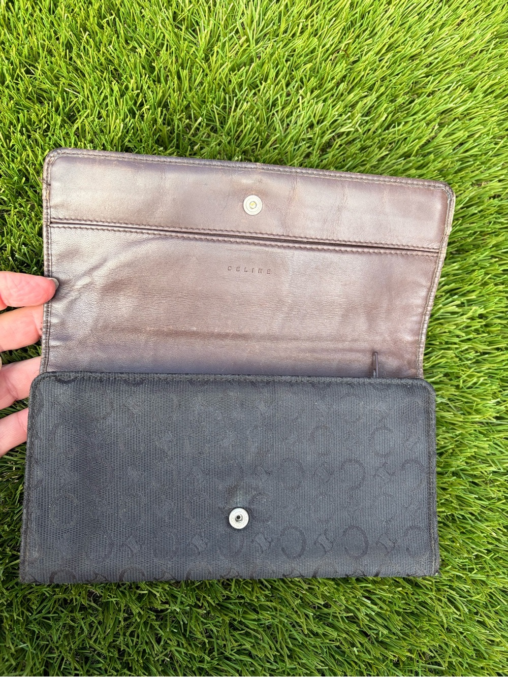 Authentic Celine Paris Soft Fabric & Leather Long Wallet Italy - Picture 4 of 12